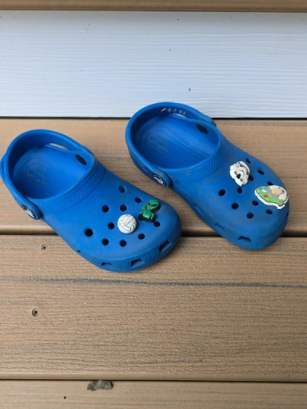 Crocs Kids Blue Slip-On Sandal Clogs with Charm Accents